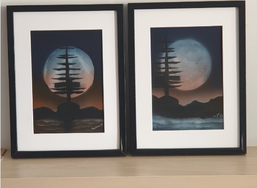 Razan and Reema finished paintings