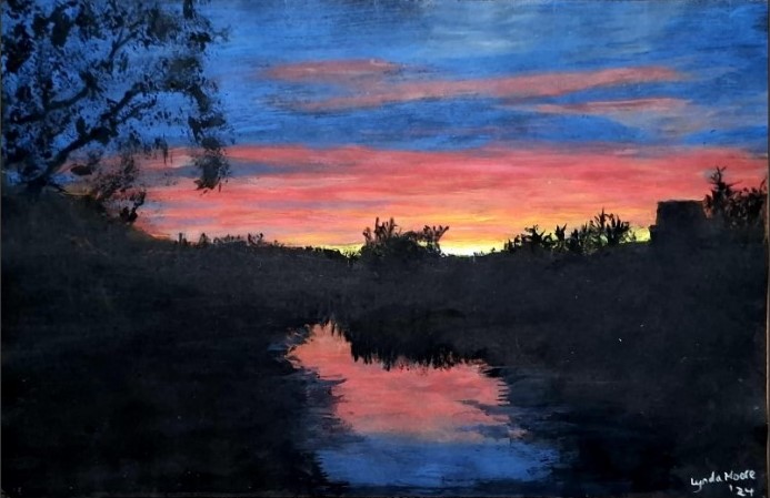 Lyndas first attempt at acrylic painting - a single 3 hour session